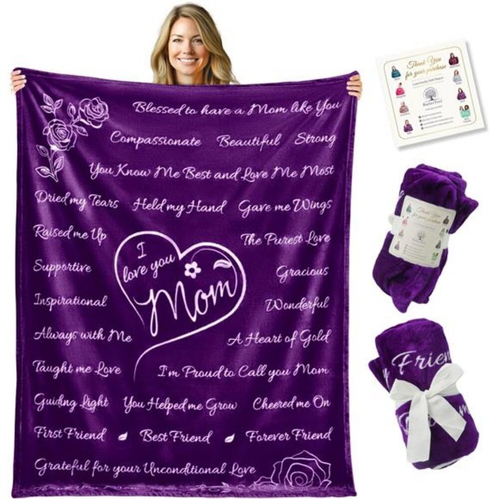 Mothers Day Gifts for Mom from Daughter, Meaningful Cozy Purple 65" × 50"